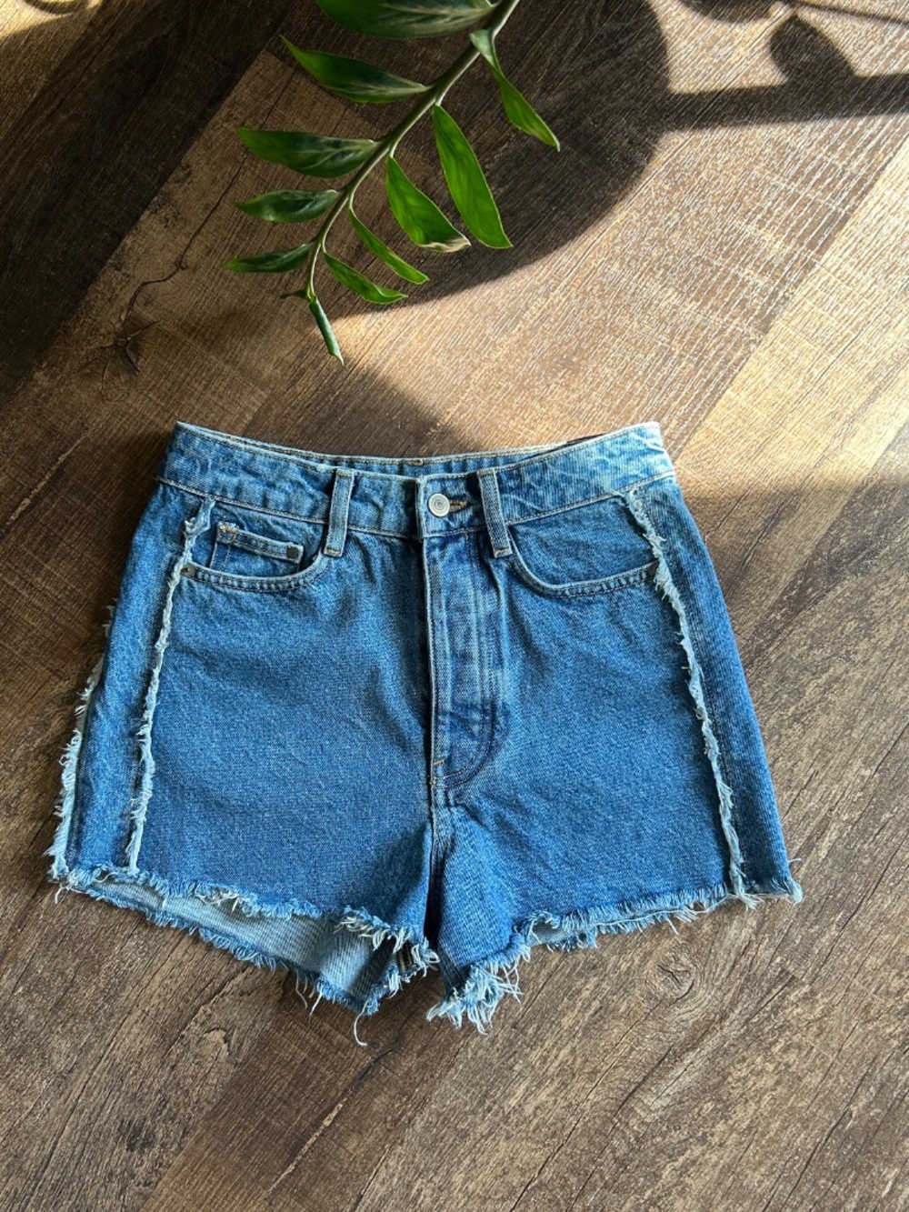 H&M Vintage Style 70s inspired Fringed Jeans Shorts US 4 EU 34